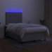 Cama box spring con colchón tela y LED gris claro 120x200 cm