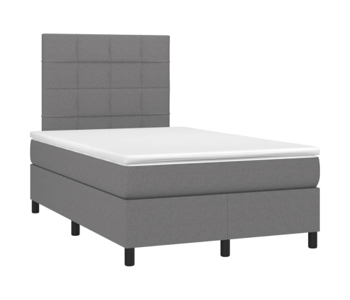 Cama box spring con colchón y LED tela gris oscuro 120x200 cm