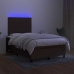 Cama box spring con colchón y LED tela marrón oscuro 120x200 cm