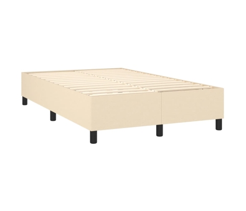 Cama box spring con colchón y LED tela crema 120x200 cm