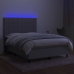 Cama box spring colchón y luces LED tela gris claro 140x190 cm