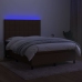 Cama box spring colchón luces LED tela marrón oscuro 140x190 cm