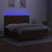 Cama box spring colchón luces LED tela marrón oscuro 160x200cm