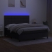 Cama box spring colchón y luces LED tela negro 180x200 cm