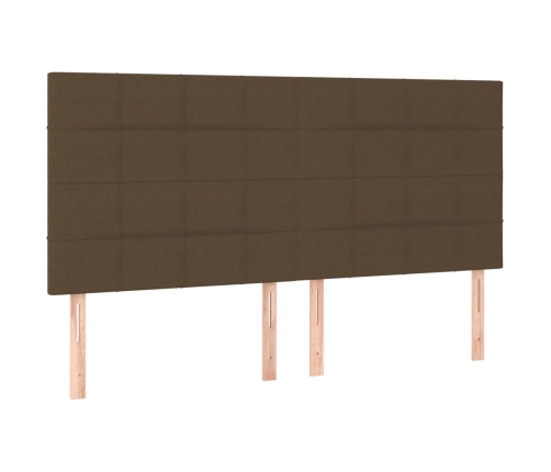 Cama box spring colchón luces LED tela marrón oscuro 180x200cm