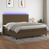 Cama box spring colchón luces LED tela marrón oscuro 200x200 cm