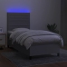 Cama box spring colchón y luces LED tela gris claro 90x190 cm