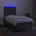 Cama box spring colchón y luces LED tela gris oscuro 90x190 cm