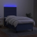 Cama box spring colchón y luces LED tela azul 90x190 cm