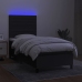 Cama box spring colchón y luces LED tela negro 90x200 cm