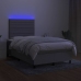 Cama box spring con colchón tela y LED gris claro 120x200 cm