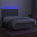 Cama box spring colchón y luces LED tela gris claro 140x190 cm