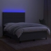 Cama box spring colchón y luces LED tela gris oscuro 140x190 cm