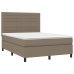 Cama box spring colchón y luces LED tela gris taupe 140x190 cm