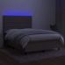 Cama box spring colchón y luces LED tela gris taupe 140x190 cm