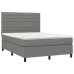 Cama box spring colchón y luces LED tela gris oscuro 140x200 cm