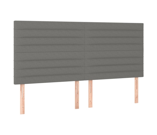 Cama box spring colchón y luces LED tela gris oscuro 160x200 cm