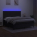 Cama box spring colchón y luces LED tela negro 160x200 cm