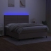 Cama box spring colchón y luces LED tela gris taupe 160x200 cm