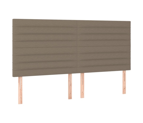 Cama box spring colchón y luces LED tela gris taupe 160x200 cm