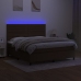 Cama box spring colchón luces LED tela marrón oscuro 180x200cm