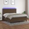 Cama box spring colchón luces LED tela marrón oscuro 180x200cm