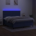 Cama box spring colchón y luces LED tela azul 180x200 cm