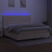 Cama box spring colchón y luces LED tela crema 200x200 cm