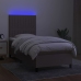 Cama box spring colchón y luces LED tela gris taupe 90x190 cm