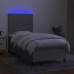 Cama box spring colchón y luces LED tela gris claro 90x200 cm