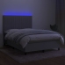 Cama box spring colchón y luces LED tela gris claro 140x200 cm