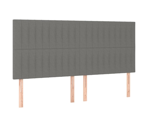 Cama box spring colchón y luces LED tela gris oscuro 160x200 cm