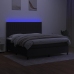 Cama box spring colchón y luces LED tela negro 160x200 cm