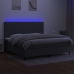 Cama box spring colchón y luces LED tela gris claro 200x200 cm