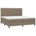 Cama box spring colchón y luces LED tela gris taupe 200x200 cm