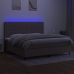 Cama box spring colchón y luces LED tela gris taupe 200x200 cm