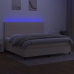 Cama box spring colchón y luces LED tela crema 200x200 cm