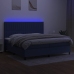 Cama box spring colchón y luces LED tela azul 200x200 cm