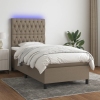 Cama box spring colchón y luces LED gris taupe 80x200 cm