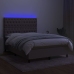 Cama box spring colchón y luces LED tela gris taupe 140x190 cm