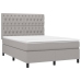 Cama box spring colchón y luces LED tela gris claro 140x200 cm