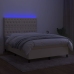 Cama box spring colchón y luces LED tela crema 140x200 cm