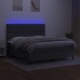 Cama box spring colchón y luces LED tela gris oscuro 160x200 cm