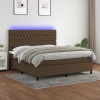 Cama box spring colchón luces LED tela marrón oscuro 160x200cm