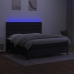 Cama box spring colchón y luces LED tela negro 180x200 cm