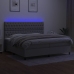 Cama box spring con colchón tela y LED gris claro 200x200 cm