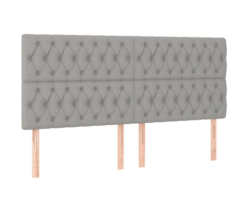 Cama box spring con colchón tela y LED gris claro 200x200 cm