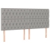 Cama box spring con colchón tela y LED gris claro 200x200 cm