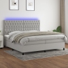 Cama box spring con colchón tela y LED gris claro 200x200 cm