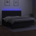 Cama box spring colchón y luces LED tela negro 200x200 cm